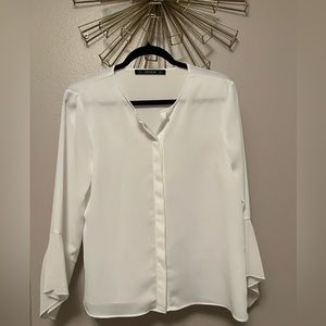 Zara white long sleeve blouse